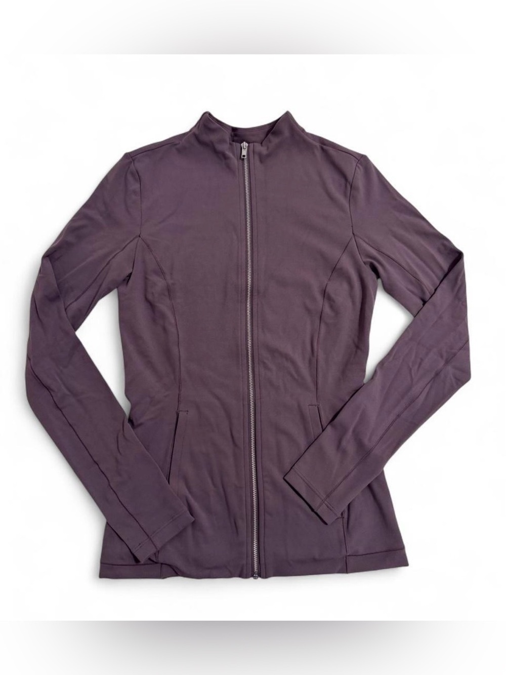 Nike Dri-Fit Luxe Fitted Yoga Jacket in Mauve with Front Pockets